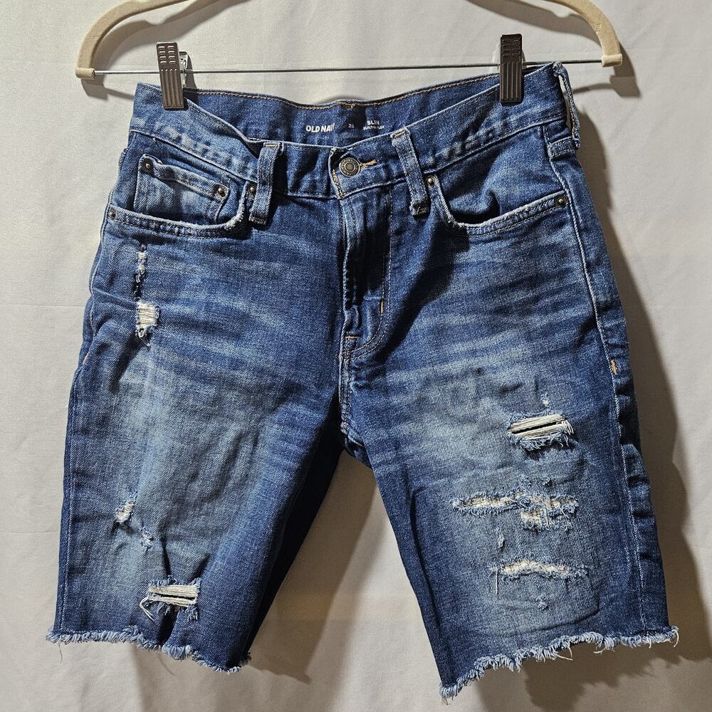 Old Navy Men's Slim Built-In Flex Distressed Denim Shorts Size 28